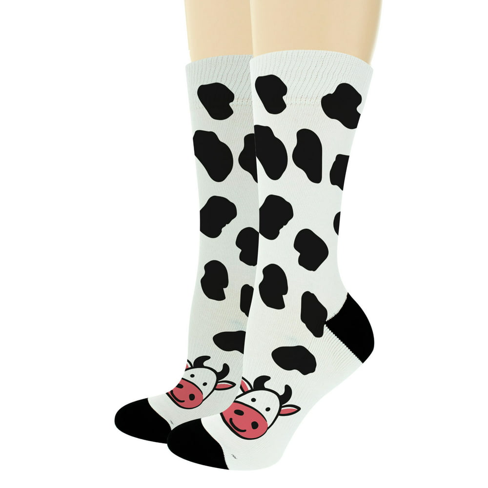 ThisWear - Animal Gifts Black & White Cow Print Socks Cute Cow Novelty ...