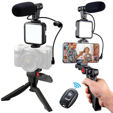 5-in-1 Vlogging Kit Tripod with Fill Light, Microphone