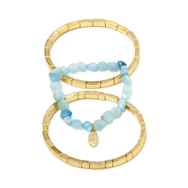 Scoop Women’s Blue SemiPrecious Stone and 14K Gold FlashPlated