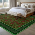 thumbnail image 4 of Vintage Red Roses Area Rugs 5'x7', Washable Small Throw Rugs for Laundry Room Playroom, Green Abstract Art Floral Ethnic Indoor Outdoor Rug Non-Slip Low Pile Carpet Runner Reversible Floor Mats, 4 of 8