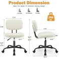 thumbnail image 5 of Armless Office Desk Chair with Wheels, Adjustable Height 360° Rolling Swivel Lumbar Support Low-Back Computer Chair, PU Leather, White, 5 of 7