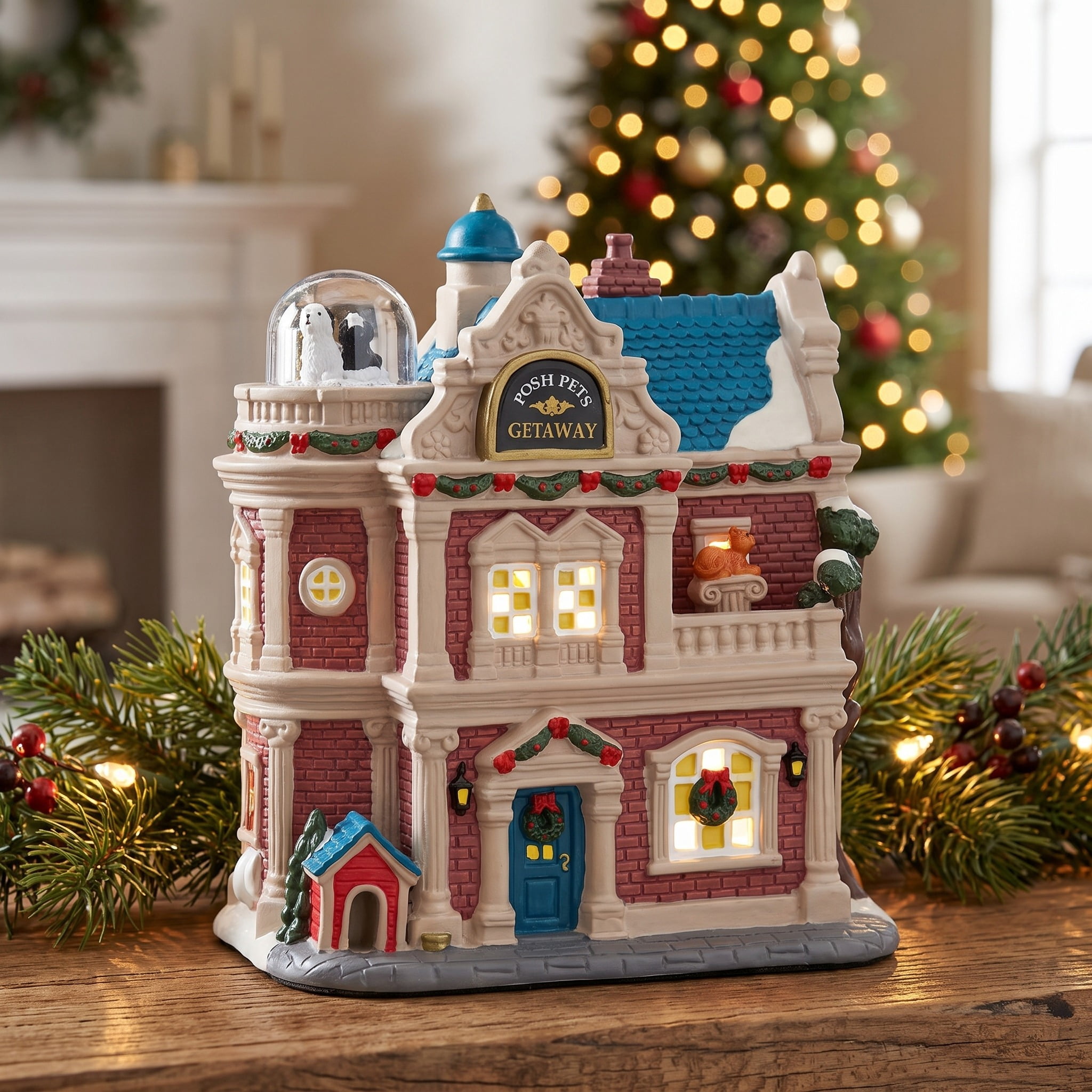 Light-Up Posh Pets Getaway Christmas Village Building, Multicolor, 8.5", by Holiday Time