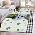thumbnail image 5 of Area Rug 48×72in, Farmhouse Dog Shamrock Floor Carpet Living Room Rug, St. Patrick's Day Black White Plaid Non-Slip Welcome Mat Indoor Rugs for Bedroom Dining Room, 5 of 9