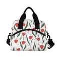 thumbnail image 2 of Lunch Bag Portable Crossbody Meal Bag Cooler Bag Insulated Lunch Bag Food Bag Handheld & Crossbody Design Red Line Flower, 2 of 6