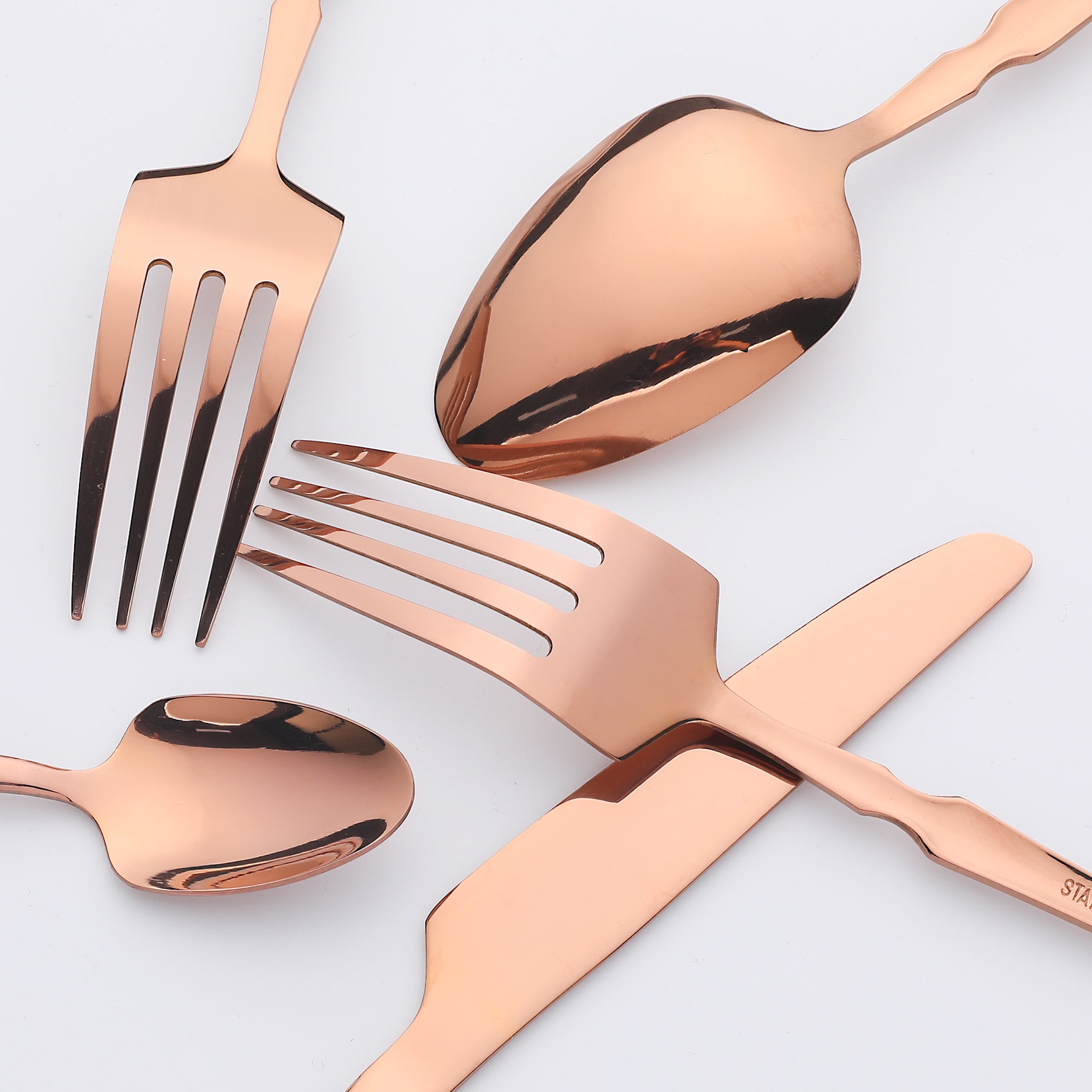Unique Bargains 16 Pieces Stainless Steel Flatware Set for 4 Rose Gold