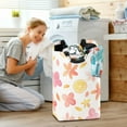 thumbnail image 5 of Yayeee Freestanding Laundry Hamper with Handle Collapsible Large Storage Basket for Clothes, White Floral Orange, 5 of 7