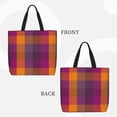 thumbnail image 2 of Fotbe Purple Yellow Buffalo Plaid Bolsa Tote con Estampado para Mujer, Bolsos con Cremallera, Bolsa de Hombro Casual de Gran Capacidad con Bolsillos Internos, 2 of 7