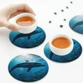 thumbnail image 4 of Leather Coasters with Heat-resistant for Drinks, Ocean Dolphin Fish School -标题2 Round Shape, 4 of 5