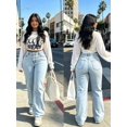 thumbnail image 2 of Women's High-Waist Wide-Leg Denim Jeans – Light Blue Relaxed Straight Trousers with Pockets-Baby Blue, 2 of 9