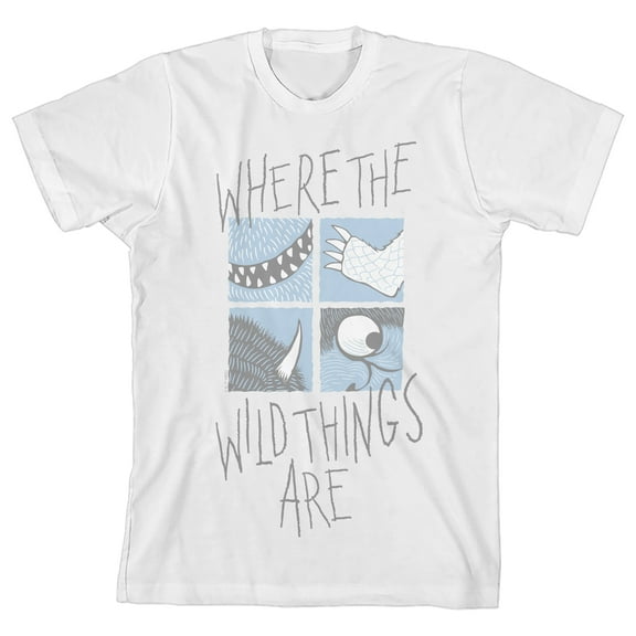 Where The Wild Things Are Monster Parts Grid Boy's White Crew Neck Short Sleeve T-shirt-Medium