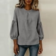 thumbnail image 5 of Tauxra 3/4 Sleeve Tops for Women Loose Fit, Casual Round Neck Pullover Blouse for Everyday Wear, Solid Color Long Sleeve Shirts, 5 of 6