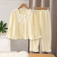 thumbnail image 4 of FRSASU Girls Summer 2 Piece Outfits Long Sleeve Loose Lace Blouse and Long Pants Matching Sets for 3-15 Years Beige, 4 of 8