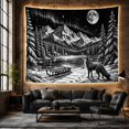 thumbnail image 6 of Mountain Lake Monochromatic with Grayscale Wilderness Detailed, Mystical Fantasy for Space Lovers, Wall Decor, Christmas Gift, Tapestry Wall Hanging for Dorm and Living Room, 6 of 7