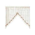 thumbnail image 2 of Naittoop Victorian Floral Lace Swag Valance Curtain Semi Sheer Embroidered Window Drape with Beaded Tassels No Punching Triangle Design for Kitchen Bedroom and Cafe 39*98 in Brown, 2 of 6