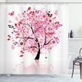 thumbnail image 1 of Ambesonne Tree Shower Curtain, Abstract Tree and Flowers, 69"Wx75"L, White Brown Pink, 1 of 3