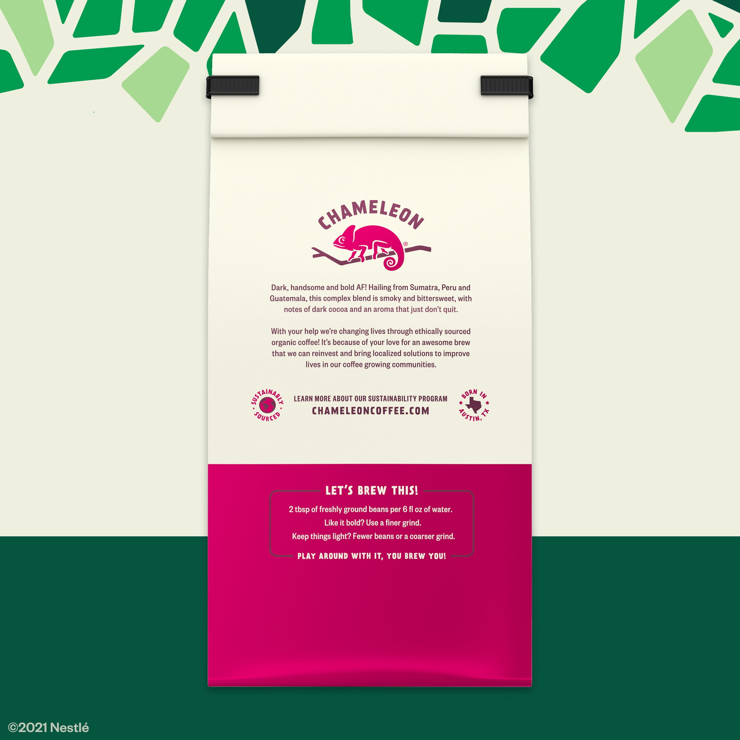 Chameleon Organic Coffee Dark & Handsome, Dark Roast, Whole Bean Coffee, 9 Oz