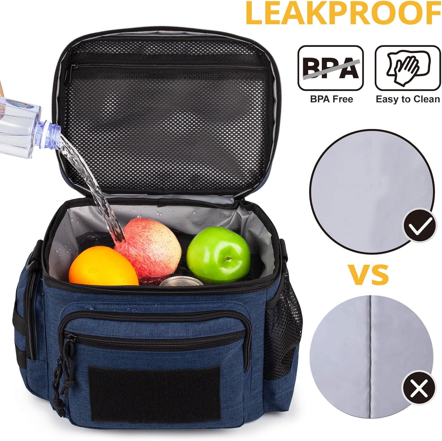 TRIPGEAR Lunch Box for Men, Mens Lunch Bag with Webbing Leakproof Insulated Large Capacity Cooler Bag with Adjustable Shoulder Strap(12.3L Blue)