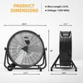 thumbnail image 6 of Kicctian 24 Inch Industrial Drum Fan, 8800 CFM High Velocity Floor Fan, 360° Tilt, 3 Speed Air Circulator for Warehouse, Workshop, Factory, Black, 6 of 6
