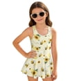 thumbnail image 4 of COEQINE Girls One Piece Swimsuit with Skirt & Built-in Brief Liner, Tank Neck Bathing Suit for Kids 5-6 Years, Polyester Spandex Swim Dress for Swim Lessons, Cute Bee Sunflower Yellow, 4 of 8