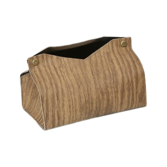 ChicYu Leather Wood-Grain Tissue Box Storage Box Desktop Napkin Holders for Storing Tissues in Living Room Dining Room and Office