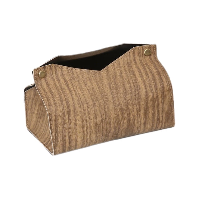 Nilvkv Rectangular P U Leather Tissue Box Cover Wood Grain Tissue Box Suitable for Bathroom Home Office Car Car Decoration, Organization and Storage