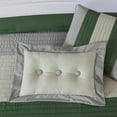 thumbnail image 5 of Chezmoi Collection Luxury Pleated Striped Comforter Set, California King, Forest Green/Gray/Cream, 8-Piece, 5 of 9