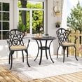 thumbnail image 3 of Hzzkey Adult 3-Piece Metal Outdoor Dining Sets with 1 Table and 2 Chairs, Black / Beige Cushions, 3 of 10