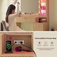 thumbnail image 4 of Afuhokles Fluted Vanity Desk with Lighted Mirror and Charging Station, Makeup Vanity with Shelves and 6 Drawers for Bedroom, Oak, 4 of 9