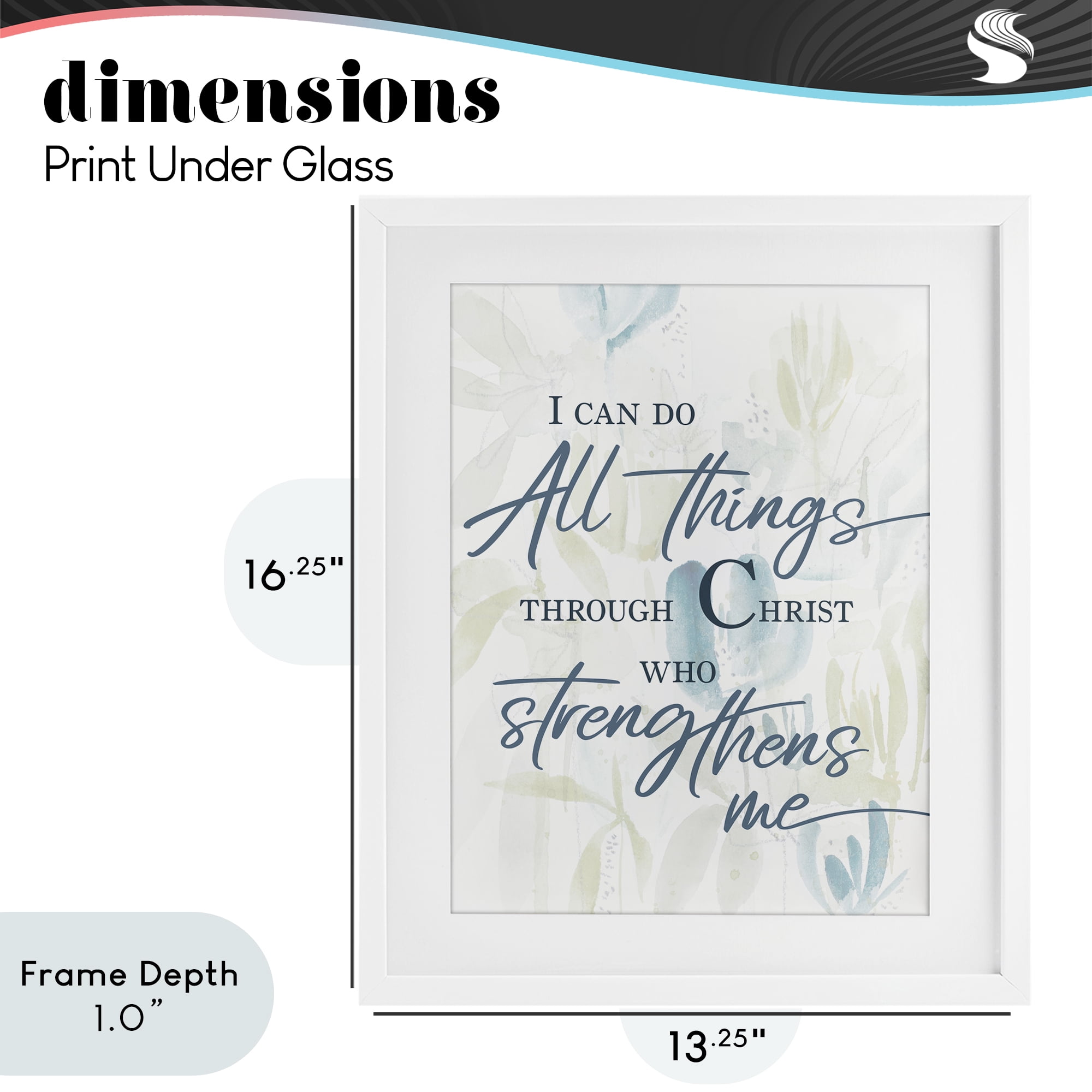 Stupell Industries All Things Through Christ White Framed Print Under Glass, design by Krinlox