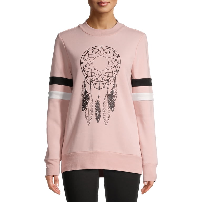No Boundaries Juniors Varsity Stripe Mock Neck Graphic Sweatshirt -  Walmart.com