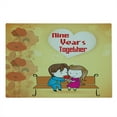 thumbnail image 2 of Anniversary Cutting Board, 9 Years Together Cartoon Couple Sits on a Bench with Floral Ornaments, Decorative Tempered Glass Cutting and Serving Board, in 3 Sizes, by Ambesonne, 2 of 5