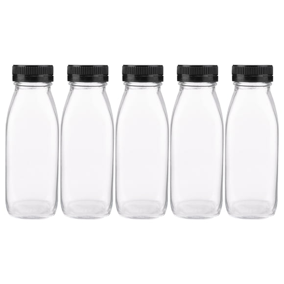 5Pcs Outdoor Glass Juice Bottles Transparent Beverage Bottles Portable Bottles