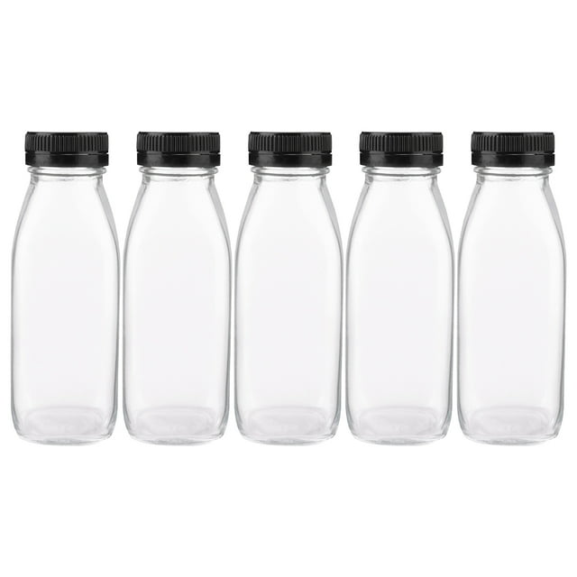5Pcs Outdoor Glass Juice Bottles Transparent Beverage Bottles Portable Bottles