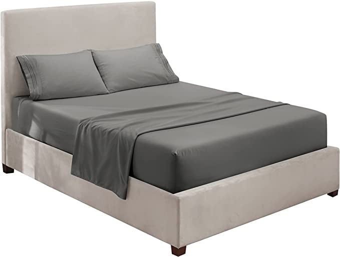 Clara Clark Queen Size Bed Sheets Set, Deep Pocket 4 Piece, 1800 Series  Hotel Luxury Soft Microfiber, Silver Gray 