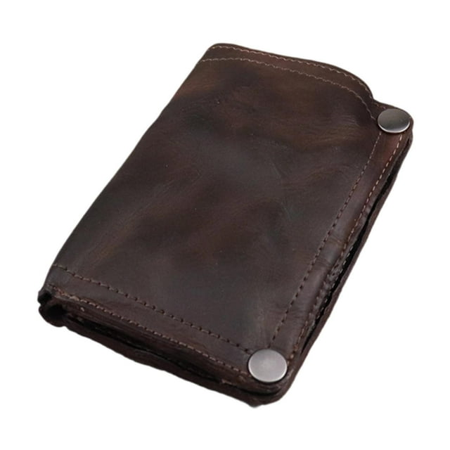 Cartera para hombre con bolsillo para dinero y cremallera, regalo de cumpleaños, monedero delgado y arrugado. Marrón oscuro