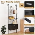 thumbnail image 2 of Gymax Ladder Bookshelf w/ Storage Wall Mount Bookcase w/ 4 Open Shelves Black, 2 of 9