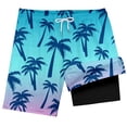 thumbnail image 3 of RTKFRFLM Boys Hawaii Style Swim Trunks Coconut Tree Print Beach Shorts Purple 14-16 Years, 3 of 5