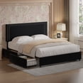 thumbnail image 2 of VECELO Queen Size Bed with 4 Storage Drawers Upholstered Platform Bed Adjustable with Nailhead Trim Headboard Wooden Slats Support Bed Frame, Black, 2 of 10