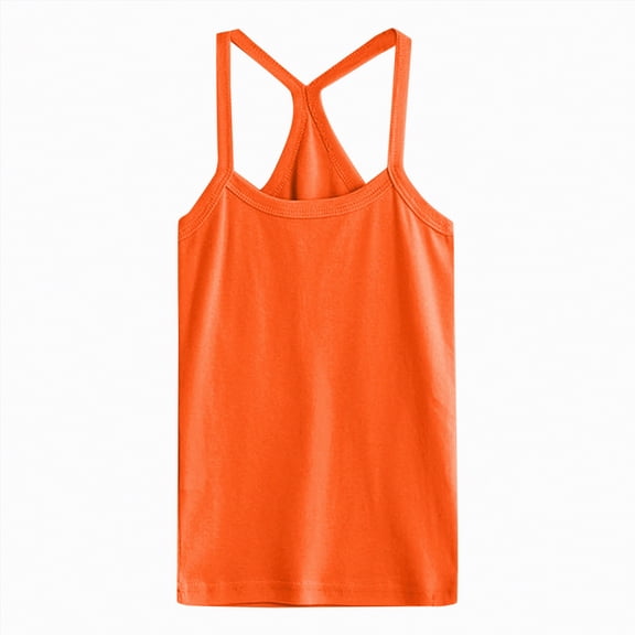 Gubotare Girl Tank Top Girls Tank Tops - Classic Sleeveless Toddler Undershirts - Scoop Neck Tank Top for Girls (Orange,90)