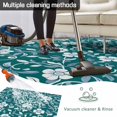thumbnail image 5 of Green White Floral Outdoor Rug 4x6 Ft - Reversible Patio Rug Outdoor Camping Rugs, Farmhouse Retro Botanical Leaves Washable Indoor Outdoor Area Rugs, Non-Slip Outdoor Carpet Runner for Deck/Porch, 5 of 8