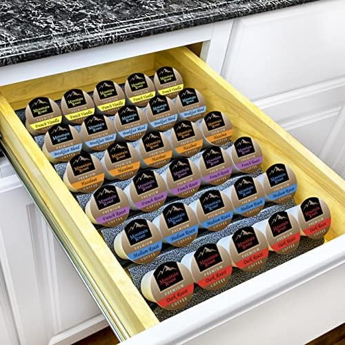 Coffee Pod Tray 6-Tier Heavy Gauge Steel Drawer Organizer for Kitchen Cabinets, compatible with Keurig K-Cup pods, Silver Metallic
