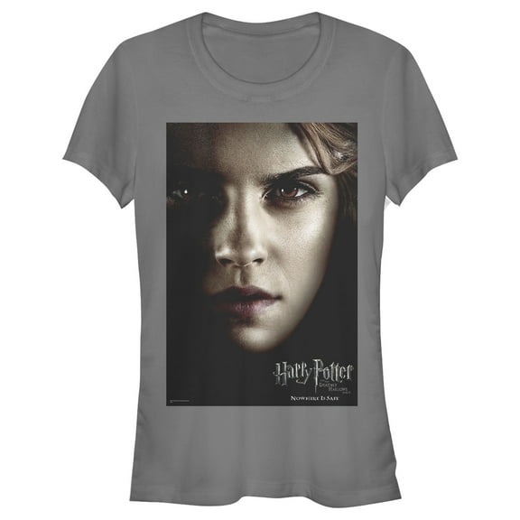 Junior's Harry Potter Deathly Hallows Hermione Character Poster Graphic Tee Charcoal Small