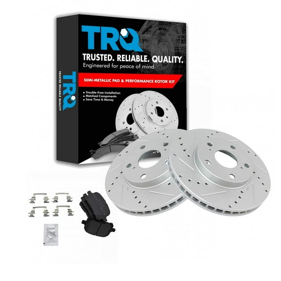 TRQ Front Performance Brake Pad & Rotor Kit Brake Pads Brake Rotors Set Semi-Metallic Premium G-Coated Fits Select 1997-2001 Lexus ES300 1998-2004 Toyota Avalon Camry 1999-2003 Solara