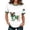 White, variant on St. Patrick's Day Pug Animal Print Knitted Ribbed Short Sleeve T Shirt Casual Crewneck Tee Top for Daily Wear,White,XXXXL