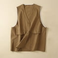 thumbnail image 2 of ZyeKqe Cotton Linen Tank Tops for Women Button down Summer Vest Loose Fitted Sleeveless Shirts, 2 of 7