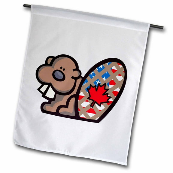 3dRose, Cute American Canadian Beaver Nationality Pride Animal Cartoon, 12 x 18 inch Garden Flag