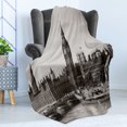 thumbnail image 4 of London Soft Flannel Fleece Throw Blanket, Westminster Big Ben and Bridge Nostalgic Image British Antique Architecture, Cozy Plush for Indoor and Outdoor Use, 60" x 80", Sepia White, by Ambesonne, 4 of 5