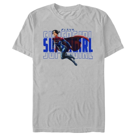 Men's The Flash Supergirl Sky Flight  Graphic Tee Silver 2X Large