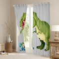 thumbnail image 3 of Feelyou Cartoon Dinosaur Curtains Pack of 2 (42x84 Each) for Kids Boys, Flying Dino Wildlife Curtains Blackout, Grey Green, 3 of 6