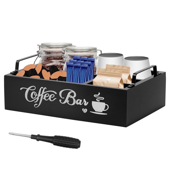 Hvxrjkn Coffee Station Organizer Sturdy Coffee Tea Condiment Organizer Easy to Maintain Space Saving Coffee Pod Holder Coffee Bar Accessories Organizer for Counter Top Home Kitchen
